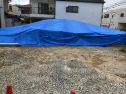 土台敷きから建て方までの雨養生